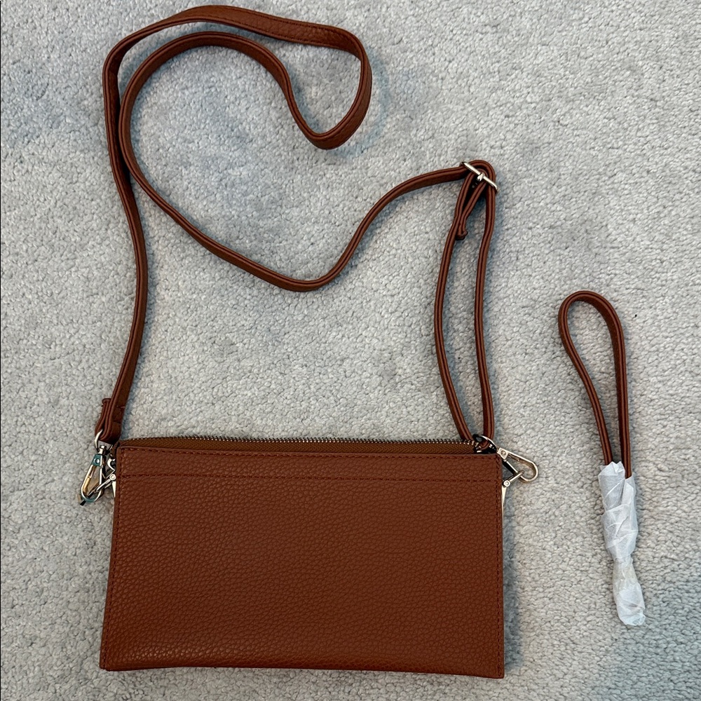Carmel color 3 pocket clutch/wristlet